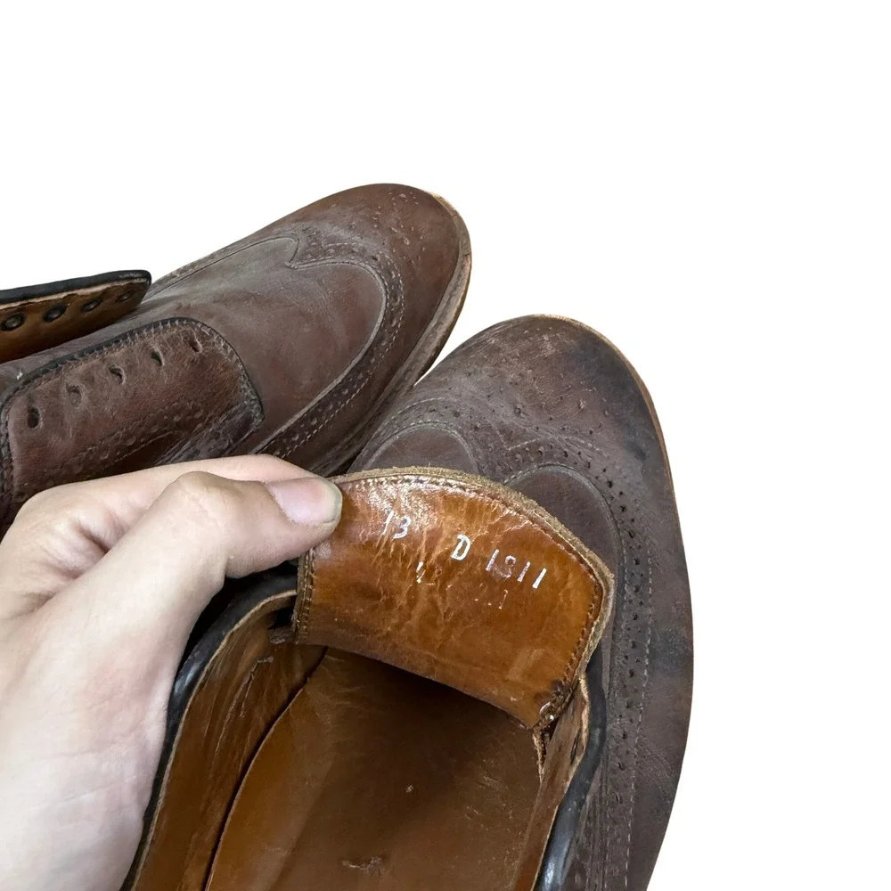 Allen Edmonds McAllister Wingtip Oxford Mens 13 D Brown Leather Brogue Shoes